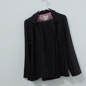 Kasper Black Velvet Blazer with Textured Stripes